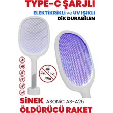 Empressco Type-C Şarjlı Uv Işıklı Elektrikli Sinek Raketası, Dik Durabilen, Etkili