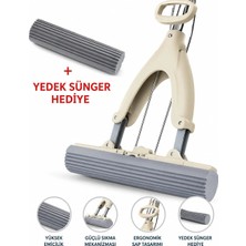 meteshopping Kelebek Sıkma Mekanizmalı Mikrofiber Mop Sünger Sıkmalı Mop Mor Mavi Krem Renk Stok