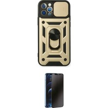 Nuveden Ieg™ Iphone 12 Pro Kılıf Ahenk Klasik - Siyah 3D Antistatik Hayalet Cam Ekran Koruyucu