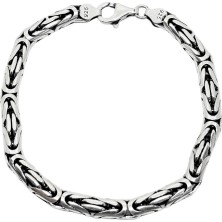 Oya Silver Yuvarlak Gümüş Kral Erkek Zincir Bileklik 6mm