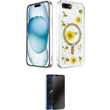 Nuveden Ieg™ Iphone 7 Plus Kılıf Kozmos Doku - Beyaz 3D Antistatik Hayalet Cam Ekran Koruyucu