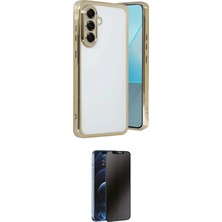Nuveden Ieg™ Galaxy A56 Kılıf Vadi Minimal - Siyah 3D Antistatik Hayalet Cam Ekran Koruyucu