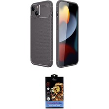 Nuveden Ieg™ Iphone 14 Kılıf Eksen Form Prime - Siyah Buffer Hayalet Cam Ekran Koruyucu