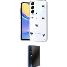 Nuveden Ieg™ Galaxy A34 5g Kılıf Yörünge Form - Siyah 3D Antistatik Hayalet Cam Ekran Koruyucu