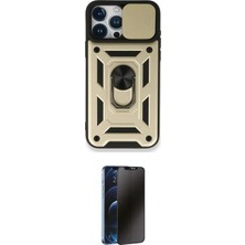 Nuveden Ieg™ Iphone 15 Pro Max Kılıf Ahenk Klasik - Siyah 3D Antistatik Hayalet Cam Ekran Koruyucu