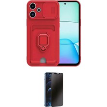Nuveden Ieg™ Redmi 13 4g Kılıf Vadi Form Prime - Siyah 3D Antistatik Hayalet Cam Ekran Koruyucu