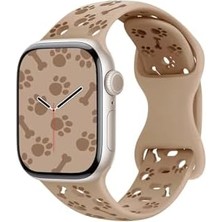 - ile Uyumlu 44/45/46/49MM Kordon Kabartmalı Kiraz Silikon Kordon 2/3/4/5/6/se/7/8/9/10/11/ultr - Bej 3