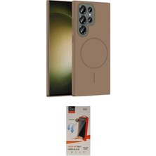 Nuveden Ieg™ Galaxy S23 Ultra Kılıf Siluet Doku Özel Seri - Siyah Autokit 5in1 Fiber Hayalet Cam Ekran