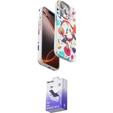 Nuveden Ieg™ Iphone 15 Pro Kılıf Siluet Doku - Siyah Bilvis 5in1 5d Magic Hayalet Cam Ekran Koruyucu