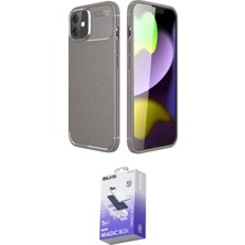 Nuveden Ieg™ Iphone 11 Kılıf Eksen Form Prime - Siyah Bilvis 5in1 5d Magic Hayalet Cam Ekran Koruyucu