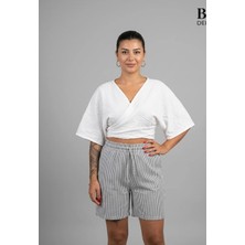Fırfır Moda Su Yolu Cepli Şort