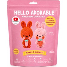 Bak Gel Al Bakgelal Hello Adorable Tavşan Dostlar Amigurumi Yapım Seti – 2 Tavşan Figürü, Tığ ve Iplik Dahil