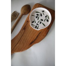 His Ceramic El Yapımı Zeytin Desen Seramik Kirli Kaşık Altlıgı, Kaşık Kepçe Nihalesi Kaşıklık