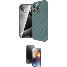 Nuveden Ieg™ Iphone 16 Pro Kılıf Eksen Form Prime - Siyah 3D Antistatik Mat Seramik Nano Ekran Koruyuc