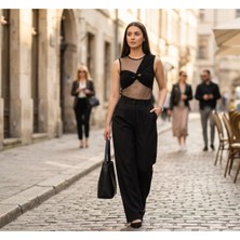 Fırfır Moda Transparan Bluz