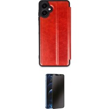 Nuveden Ieg™ Galaxy A06 Kılıf Zirve Yansıma Serisi - Siyah 3D Antistatik Hayalet Cam Ekran Koruyucu