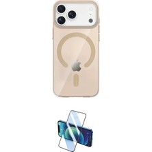 Nuveden Ieg™ Iphone 17 Pro Kılıf Pusula Form Özel Seri - Siyah 3D Antistatik Cam Ekran Koruyucu