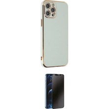 Nuveden Ieg™ Iphone 12 Pro Kılıf Yankı Serisi - Siyah 3D Antistatik Hayalet Cam Ekran Koruyucu