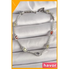 Havor Pirinç Damla Taşlı Kadın Bilekliği Zirkon Kaplama