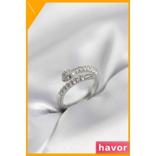 Havor Ayarlanabilir Pirinç Kadın Yüzüğü Zirkon Taşlı
