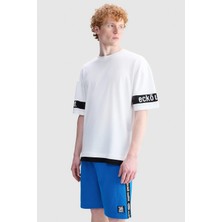 Ecko Unltd. Easton Oversize Bisiklet Yaka Baskılı %100 Pamuk Erkek Beyaz Tişört