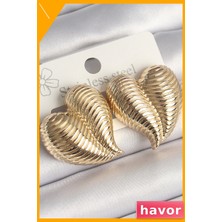 Havor Bomba Kalp Desenli Pirinç Kadın Küpe Modelleri