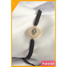 Havor Zirkon Taşlı Makrome Bileklik Pirinç Göz Işlemeli