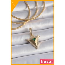 Havor Zirkon Taşlı Üçgen Bileklik Pirinç Malzeme