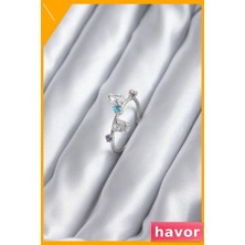 Havor Zirkon Taşlı Kadın Yüzük Parmağa Ayarlanabilir Tasarım