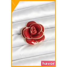 Havor Pirinç Gül Desenli Kadın Broş Aksesuarı