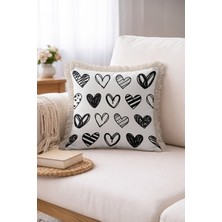 Hanna Home Saçaklı Kırlent Kılıfı Modern Çizgili Yastık Kılıfı Kanepe Dekorasyonu 43X43 cm