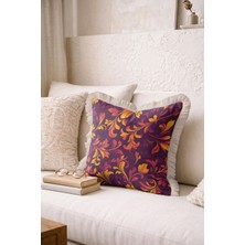 Hanna Home Saçaklı Saçaklı Kırlent Tropikal Çiçek Desenli Kırlent Kılıfı Ev Dekorasyonu 43X43 cm
