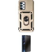 Nuveden Ieg™ Galaxy A73 5g Kılıf Ahenk Klasik - Siyah 3D Antistatik Hayalet Cam Ekran Koruyucu