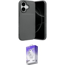 Nuveden Ieg™ Iphone 17 Kılıf Eksen Form Prime - Siyah Bilvis 5in1 3D Magic Cam Ekran Koruyucu