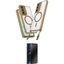 Nuveden Ieg™ Galaxy S23 Fe Kılıf Atlas Doku Koleksiyonu - Siyah 3D Antistatik Hayalet Cam Ekran Koruyuc