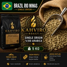 Kahviro Roast Brezilya Rio Minas Single Origin Çekirdek Kahve %100 Arabica 5 Kg