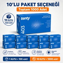 Tenty 403 Mavi Nitril Muayene Eldiveni 100’lü x 10 Paket Pudrasız Lateks İçermez Tek Kullanımlık
