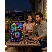 Ulora Taşınabilir Bluetooth Speaker Mikrofonlu Rgb Işıklı Karaoke Ses Sistemi