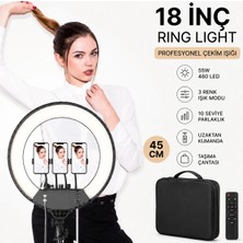 Moxti 18 Inç Kumandalı Işık LED 210 cm Tripod Youtuber Video Selfie Stüdyo Makyaj Tiktok Işığı Ring Light