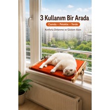 Atolyeman Çok Amaçlı Ahşap Kedi Yatağı, Vantuzlu Cam/Pencere Yatağı, Peteğe Asılabilir ve Yerde Kullanılabilir