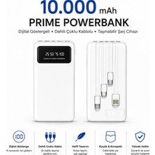Moxti 10.000 Mah Prime Dijital Göstergeli Dahili Çoklu Kablolu Powerbank,taşınabilir Şarj Cihazı yüksek kalite, hafif, kücük