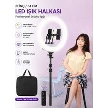 Moxti Profesyonel Stüdyo Işığı LED Işık Halkası 21 Inç 54 cm Ring Light Işığı ve 210 cm Monopod Güzellik Merkezi Taşıma Çantası