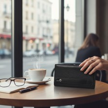Rubicon Hakiki Deri Telefon Bölmeli Cüzdan - Uzun Cüzdan - Mıknatıslı ve El Bantlı - Unisex - Çanta Tip - 16,3 x 9 cm