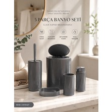 Okyanus Home Antrasit Yuvarlak 5'li Banyo Seti
