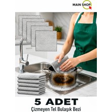 MAİN SHOP 5 Adet Tel Bulaşık Bezi Çizmez Bulaşık Teli Çelik Bez 20X20 Çift Katmanlı Inox Tel Bez M- 602