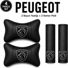 Brtshopping Peugeot Yeni Logo Boyun Yastığı + Emniyet Kemeri Kılıfı 4’lü Takım – Yumuşak Suni Deri, Estetik Tasarım ve Üstün Rahatlık