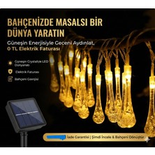 Aslanoğlu Store 10 LED 2 Metre Sarı Kristal Su Damlası Güneş Enerjili LED Işık Solar Bahçe Ağaç Lamba Aydınlatması