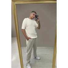 Fırfır Moda Triko Yuvarlak Yaka Triko Tshirt