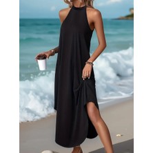 Trend Metkar Kadın Daire Yakalı Reglan Kol Viskon Elbise