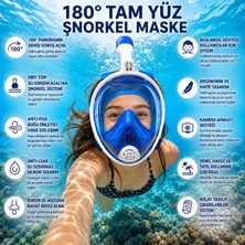 Multizone Tam Yüz Şnorkel Maske 180° Panoramik Deniz Havuz Gözlüğü S-M, L-Xl Beden Dry Top Anti Fog Şnorkel Seti